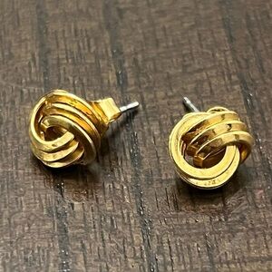 Elegant Gold Tone Knot Stud Earrings